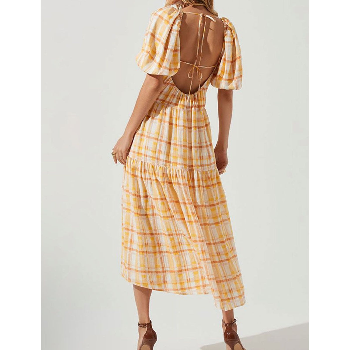 knee length dresses for ladies ASTR Puff Sleeve Midi Dress – The Styled Boutique