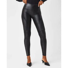 Load image into Gallery viewer, RESALE - Spanx Black Faux Leather Moto Leggings Petite Small