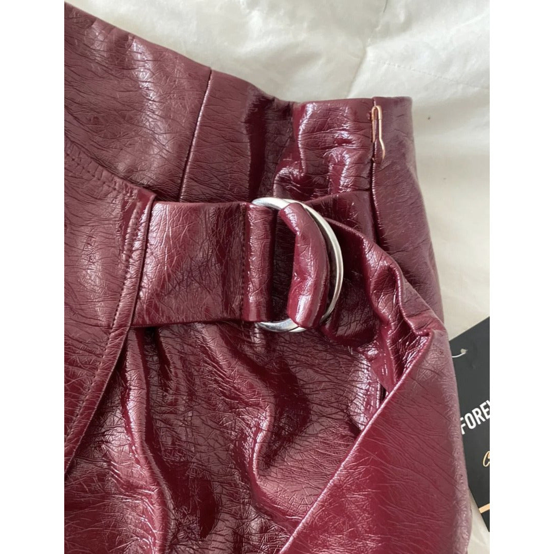 Red leather clearance skirt forever 21