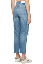 Load image into Gallery viewer, Re/Done 70&#39;s Straight Sanded Blue Raw Hem Jeans