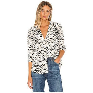 RESALE Rails Rebel Blush Black Spotted 100% Silk Button Up Top Size