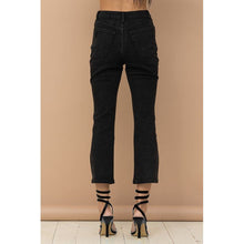 Load image into Gallery viewer, Rhinestone Studded Cropped Black Denim Jeans