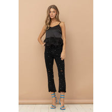 Load image into Gallery viewer, Rhinestone Studded Cropped Black Denim Jeans