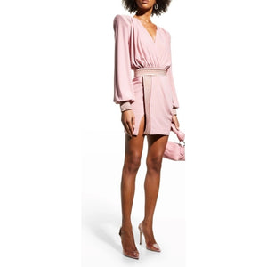 Zhivago Ready Blush Structured Shoulder Open Back Mini Dress