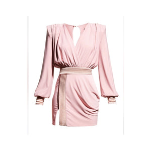 Zhivago Ready Blush Structured Shoulder Open Back Mini Dress