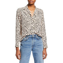 Load image into Gallery viewer, RESALE Rails Rebel Blush Black Spotted 100% Silk Button Up Top Size