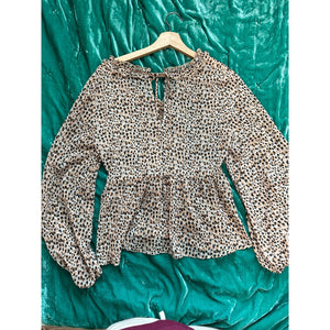 RESALE - River Island Animal Print Blouse Balloon Sleeve sz US6 M Nordstrom ASOS NWOT