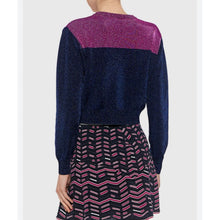 Load image into Gallery viewer, M Missoni Colorblock Blue &amp; Pink Shimmer Sweater Crop Top