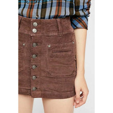 Load image into Gallery viewer, RESALE - NWT Free People Joanie Corduroy Button Chocolate Mini Mid Rise Skirt 29 8