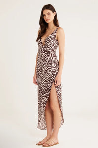 Rumer Cyrus Maxi Zebra Brown Print Underwire Maxi Dress