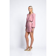 Load image into Gallery viewer, Zhivago Ready Blush Structured Shoulder Open Back Mini Dress