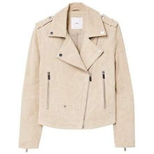 Load image into Gallery viewer, Mango Genuine Leather Moto Biker Khaki Tan Jacket