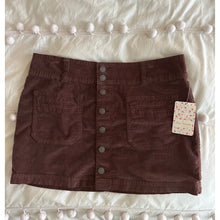 Load image into Gallery viewer, RESALE - NWT Free People Joanie Corduroy Button Chocolate Mini Mid Rise Skirt 29 8