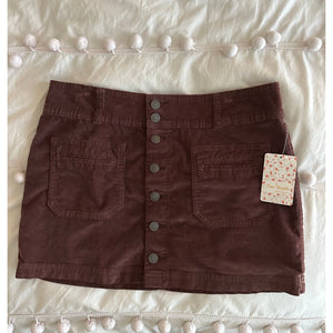 RESALE - NWT Free People Joanie Corduroy Button Chocolate Mini Mid Rise Skirt 29 8