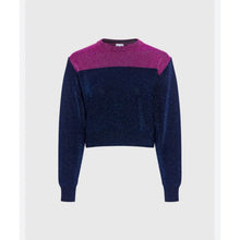 Load image into Gallery viewer, M Missoni Colorblock Blue &amp; Pink Shimmer Sweater Crop Top