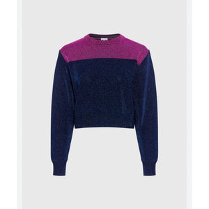 M Missoni Colorblock Blue & Pink Shimmer Sweater Crop Top