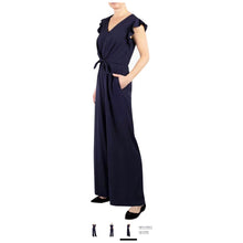 Load image into Gallery viewer, RESALE - Julia Jordan Navy Jumpsuit Ruffle Sleeve - 8 NWOT