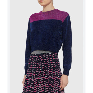 M Missoni Colorblock Blue & Pink Shimmer Sweater Crop Top