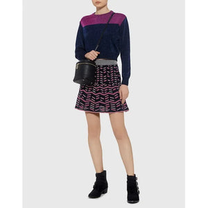 M Missoni Colorblock Blue & Pink Shimmer Sweater Crop Top