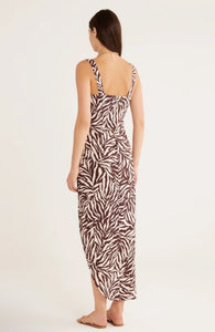 Rumer Cyrus Maxi Zebra Brown Print Underwire Maxi Dress