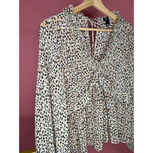 RESALE - River Island Animal Print Blouse Balloon Sleeve sz US6 M Nordstrom ASOS NWOT