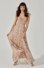 Load image into Gallery viewer, ASTR The Label Primrose Floral Strappy Back Maxi Peach Dress