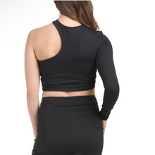 Load image into Gallery viewer, Susana Monaco Long Sleeve One Shoulder Cropped Top