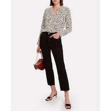 Load image into Gallery viewer, RESALE Rails Rebel Blush Black Spotted 100% Silk Button Up Top Size