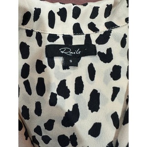 RESALE Rails Rebel Blush Black Spotted 100% Silk Button Up Top Size