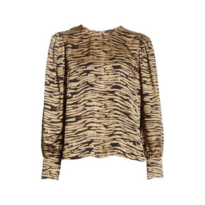 Rails Rozz Canyon Puff Sleeve Blouse Animal Like Print Size M 6 8 REVOLVE