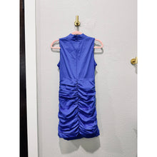 Load image into Gallery viewer, Zara Ruched Front and Back Mock Neck Bodycon Sleeveless Blue Dress