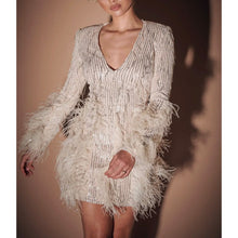 Load image into Gallery viewer, The Shiva Feather Sequin Dress