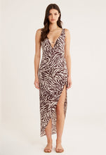 Load image into Gallery viewer, Rumer Cyrus Maxi Zebra Brown Print Underwire Maxi Dress