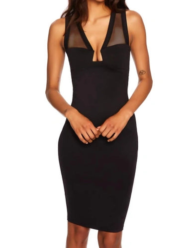 Susana Monaco V Neck Mesh Trim Bodycon Dress