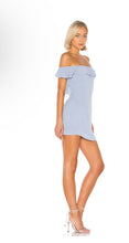 Load image into Gallery viewer, Superdown Lindsey Mini Flutter Open Back Mini Dress in Dusty Blue