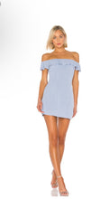 Load image into Gallery viewer, Superdown Lindsey Mini Flutter Open Back Mini Dress in Dusty Blue