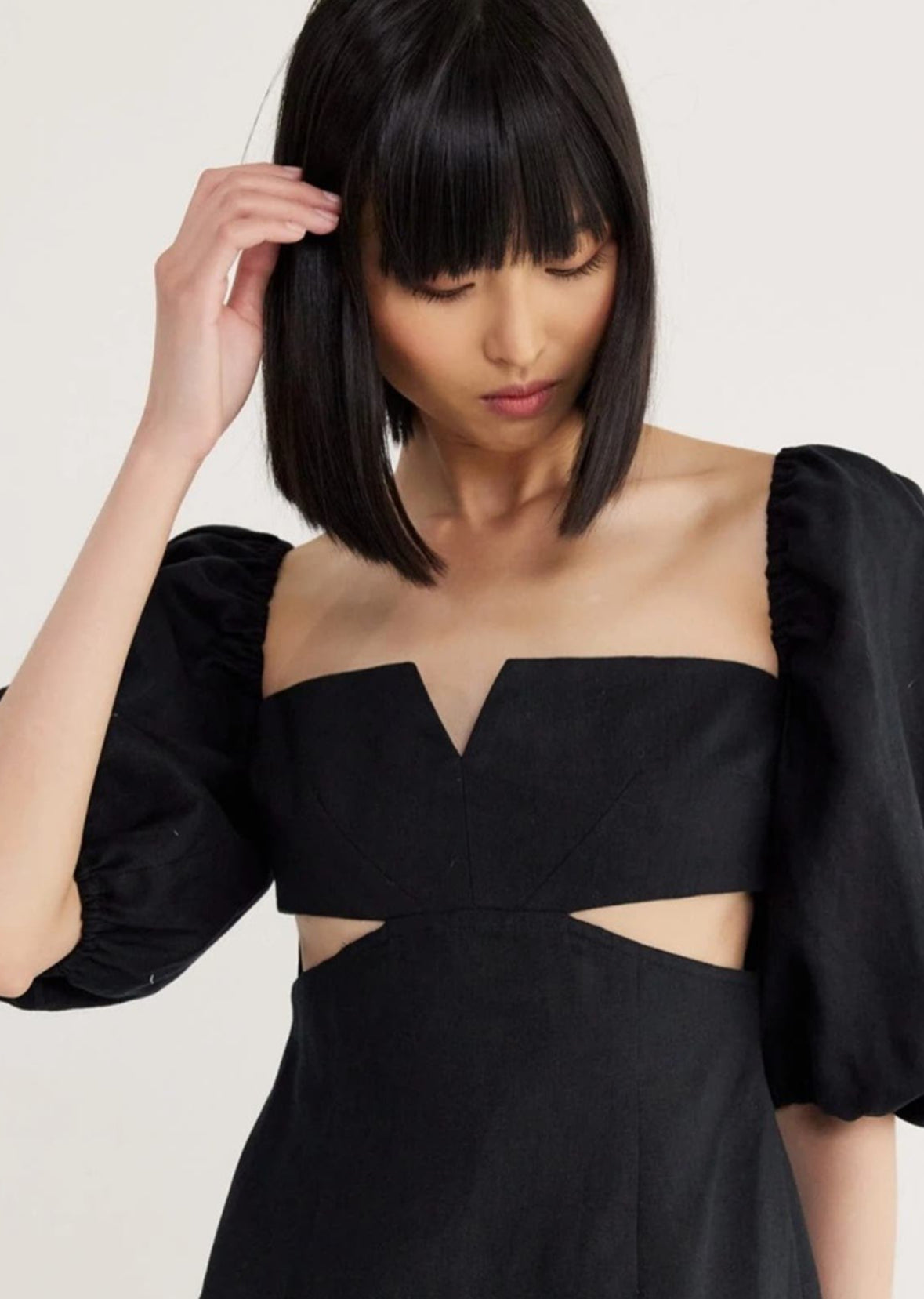 Rumer the Label Freya Mini Linen Cutout Dress Black Rumer the Label Freya Mini Linen Cutout Dress Black
