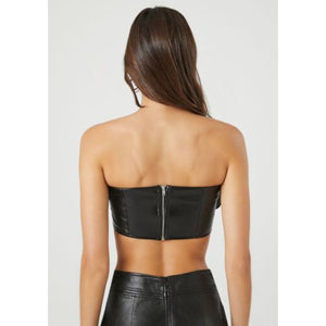 RESALE Forever 21 Faux Leather Rosette Tube Top