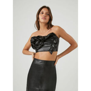 RESALE Forever 21 Faux Leather Rosette Tube Top