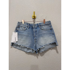 GRLFRND Cindy Distressed High Waist Ligh Wash Denim Shorts