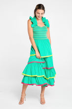 Load image into Gallery viewer, Alden Adair Jade with Lace Frida Ruffle Smocked Midi Dress