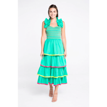 Load image into Gallery viewer, Alden Adair Jade with Lace Frida Ruffle Smocked Midi Dress