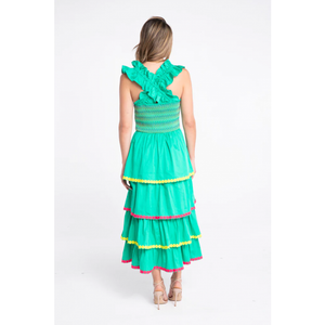 Alden Adair Jade with Lace Frida Ruffle Smocked Midi Dress Alden Adair Jade with Lace Frida Ruffle Smocked Midi Dress