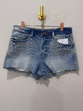 Load image into Gallery viewer, Pistola Studded Rhinestones High-Rise Cutoff Jean Shorts Denim