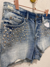 Load image into Gallery viewer, Pistola Studded Rhinestones High-Rise Cutoff Jean Shorts Denim