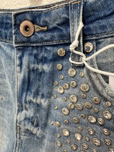 Load image into Gallery viewer, Pistola Studded Rhinestones High-Rise Cutoff Jean Shorts Denim