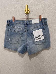 Pistola Studded Rhinestones High-Rise Cutoff Jean Shorts Denim