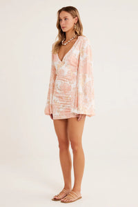 Rumer Isola Floral Wrap Balloon Sleeve Mini Dress