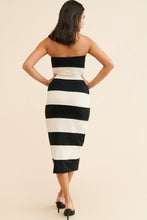 Load image into Gallery viewer, Susana Monaco Striped Black and White Tube Midi Bodycon Dress