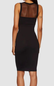 Susana Monaco V Neck Mesh Trim Bodycon Dress